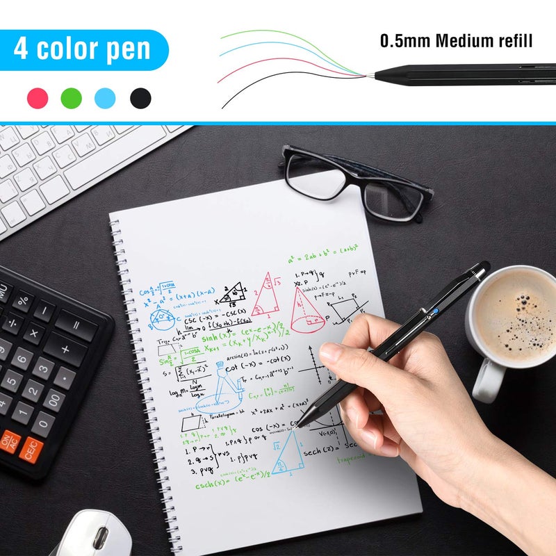 SMTTW 5-in-1 Stylus Pen&Multicolored Pen in One, Multifunction Pen with Metal Gift Box,Black Blue Red Green Ballpoint Pen for Tablet with Universal Stylus Multicolor Pen for Touch Screensï¼ˆBlackï¼‰ - Image 5